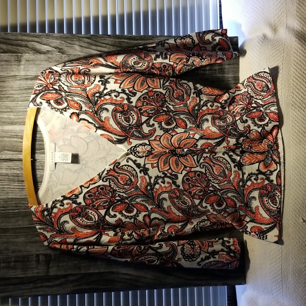 Pretty Red Black White fitted cardigan
